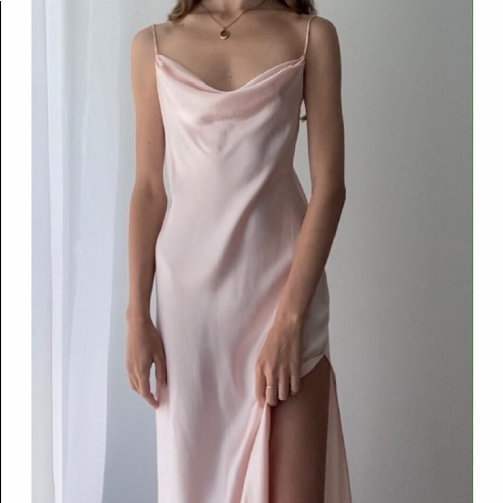 Vintage 90s Y2K 100% Silk Dress Ballet Pink Slip Dress Cowl Silk Dress Ballet - Picture 8 of 16